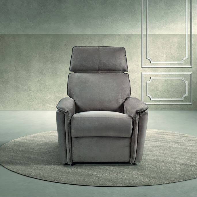 Fauteuil de relaxation électrique 2 moteurs avec releveur en tissu gris Nadia